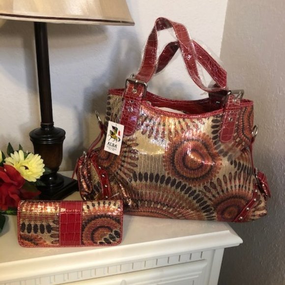 Beautiful Alba Bundle - Red Sequin Purse & Wallet Ensemble - NWT! - Picture 1 of 11